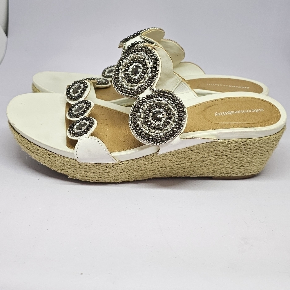 Size 8 | Kohls White Beaded Wedges - Picture 2 of 5